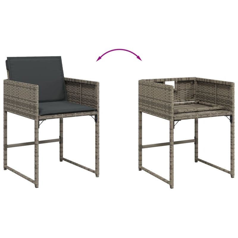 vidaXL 4 db szürke polyrattan kerti szék párnával