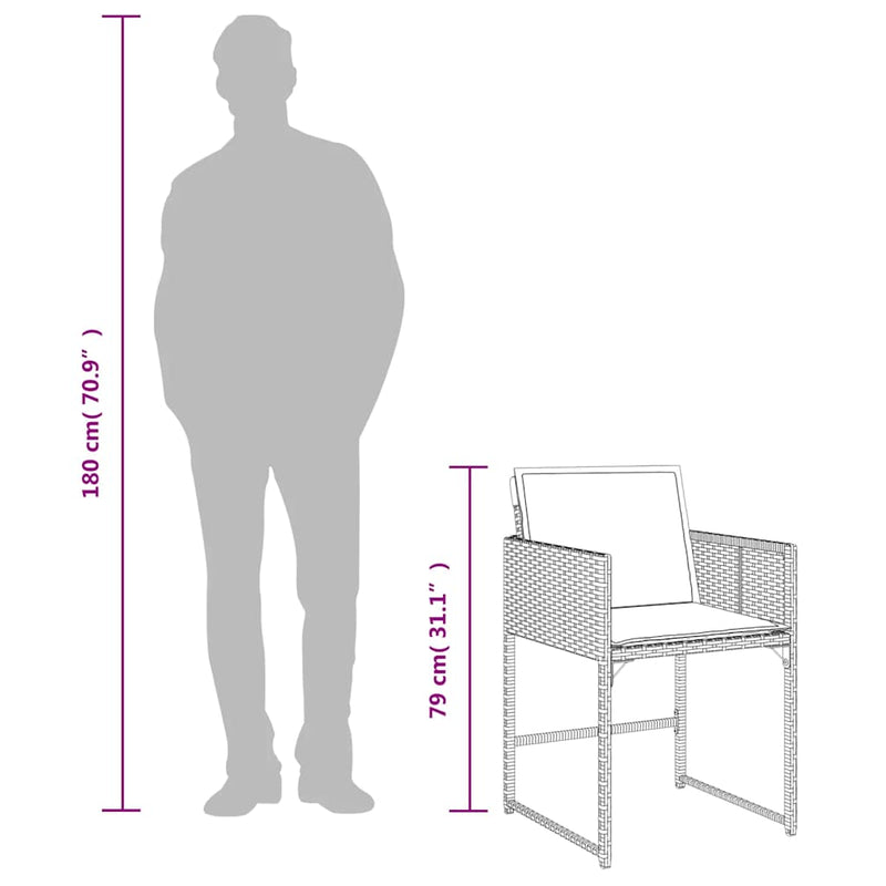 vidaXL 4 db szürke polyrattan kerti szék párnával