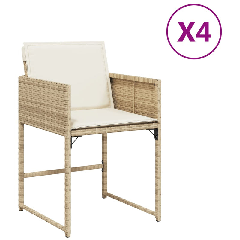 vidaXL 4 db bézs polyrattan kerti szék párnával