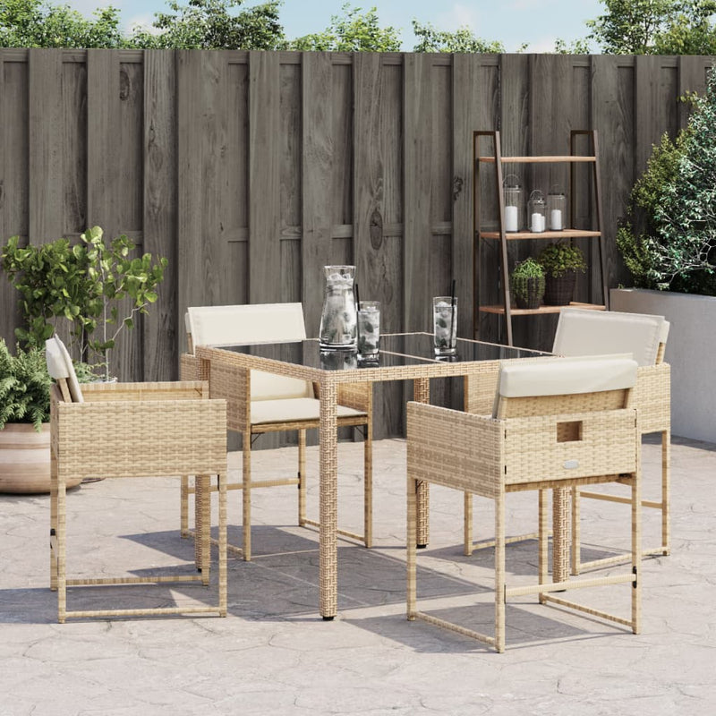 vidaXL 4 db bézs polyrattan kerti szék párnával