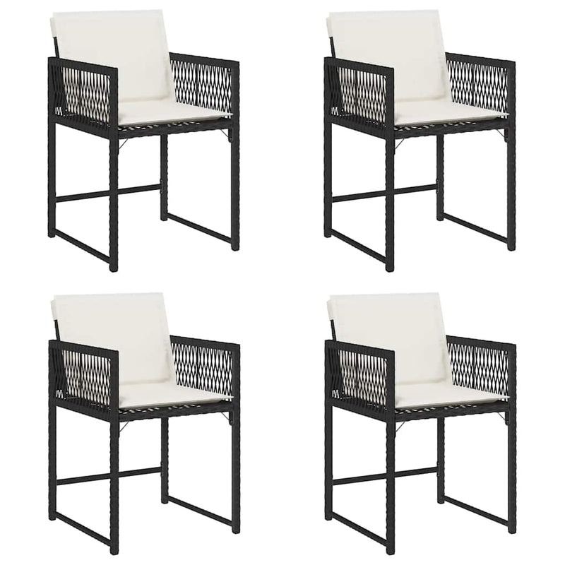 vidaXL 4 db fekete polyrattan kerti szék párnával