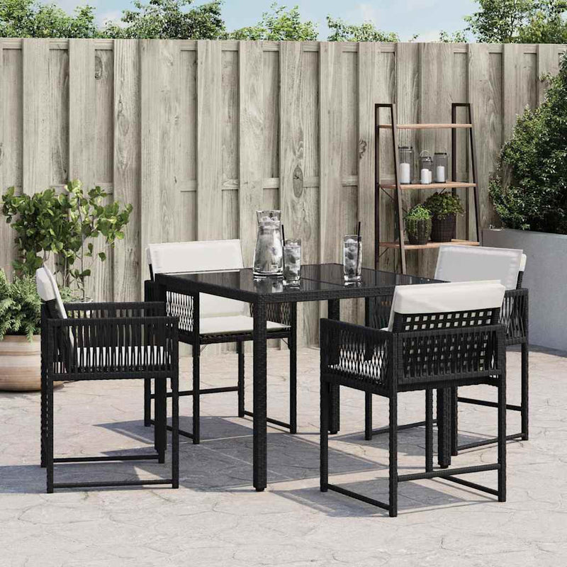 vidaXL 4 db fekete polyrattan kerti szék párnával