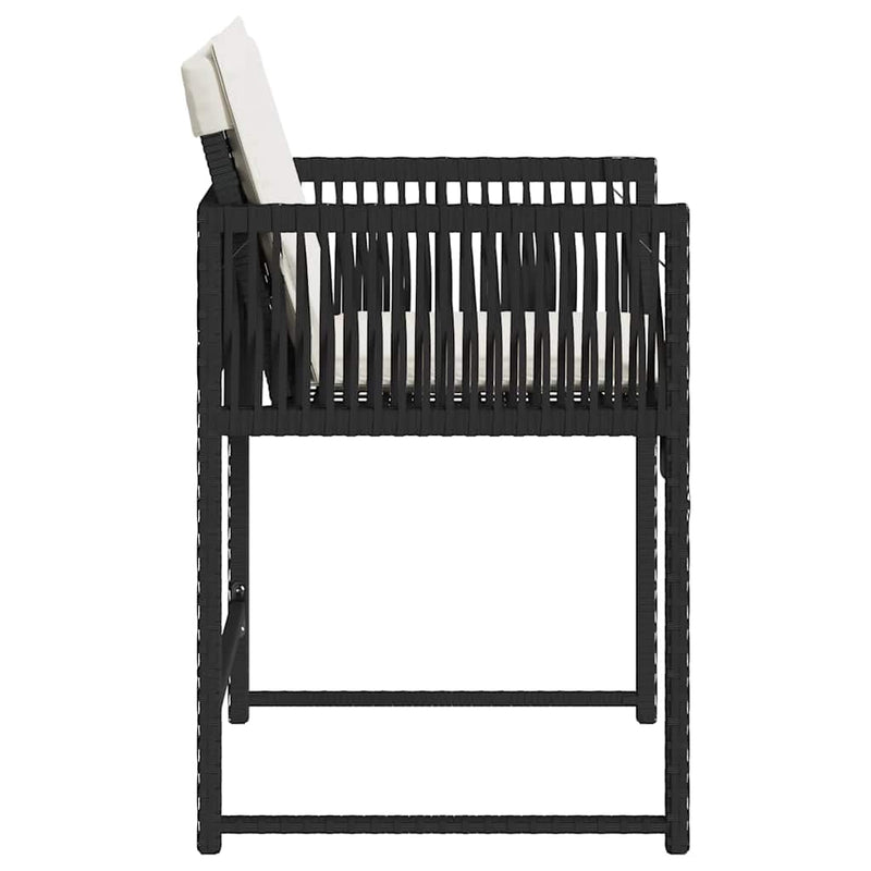 vidaXL 4 db fekete polyrattan kerti szék párnával