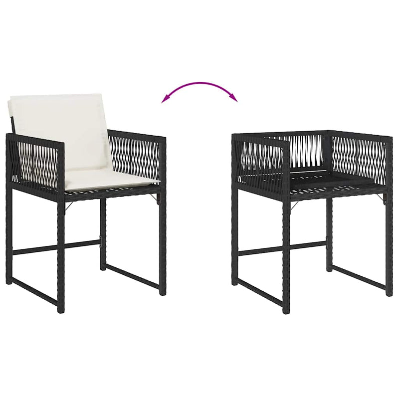 vidaXL 4 db fekete polyrattan kerti szék párnával