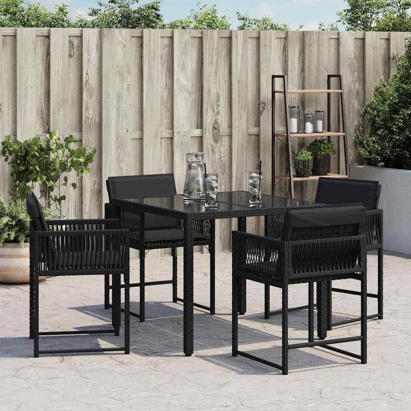 vidaXL 4 db fekete polyrattan kerti szék párnával