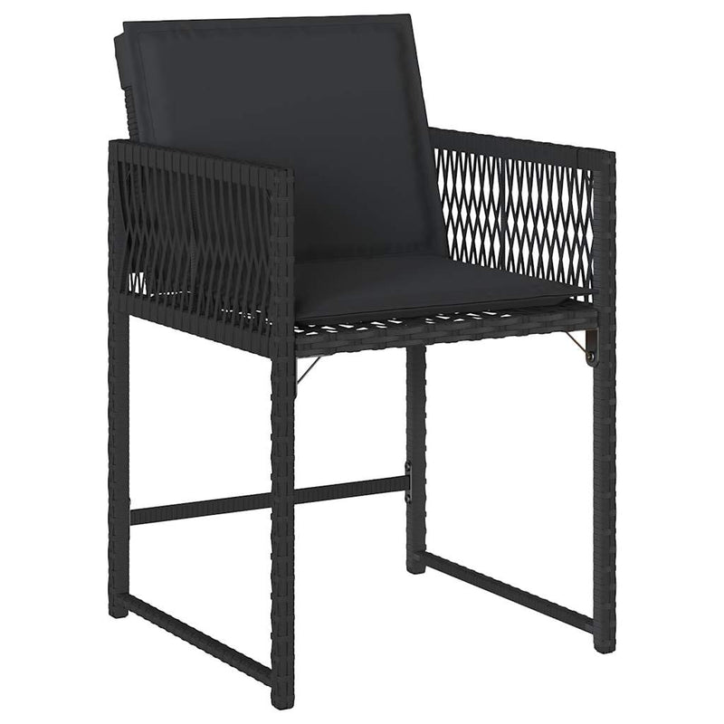 vidaXL 4 db fekete polyrattan kerti szék párnával