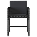 vidaXL 4 db fekete polyrattan kerti szék párnával