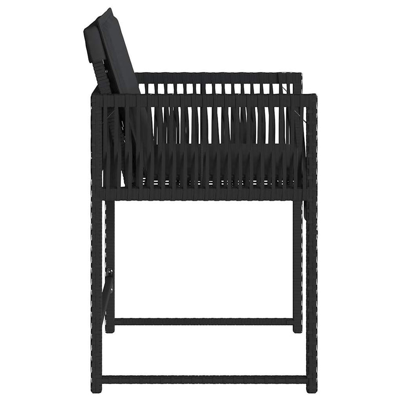 vidaXL 4 db fekete polyrattan kerti szék párnával