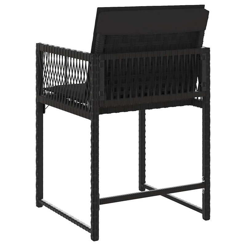 vidaXL 4 db fekete polyrattan kerti szék párnával