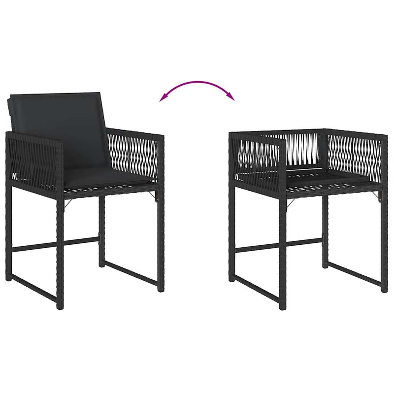 vidaXL 4 db fekete polyrattan kerti szék párnával