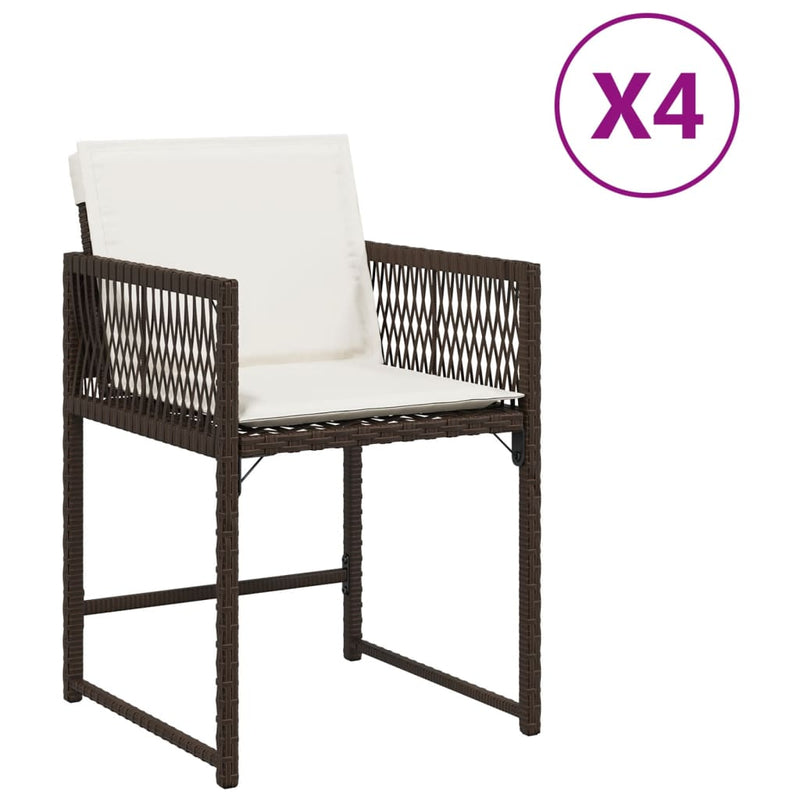 vidaXL 4 db barna polyrattan kerti szék párnával