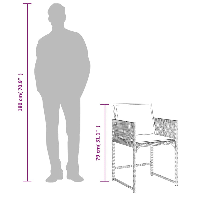 vidaXL 4 db barna polyrattan kerti szék párnával