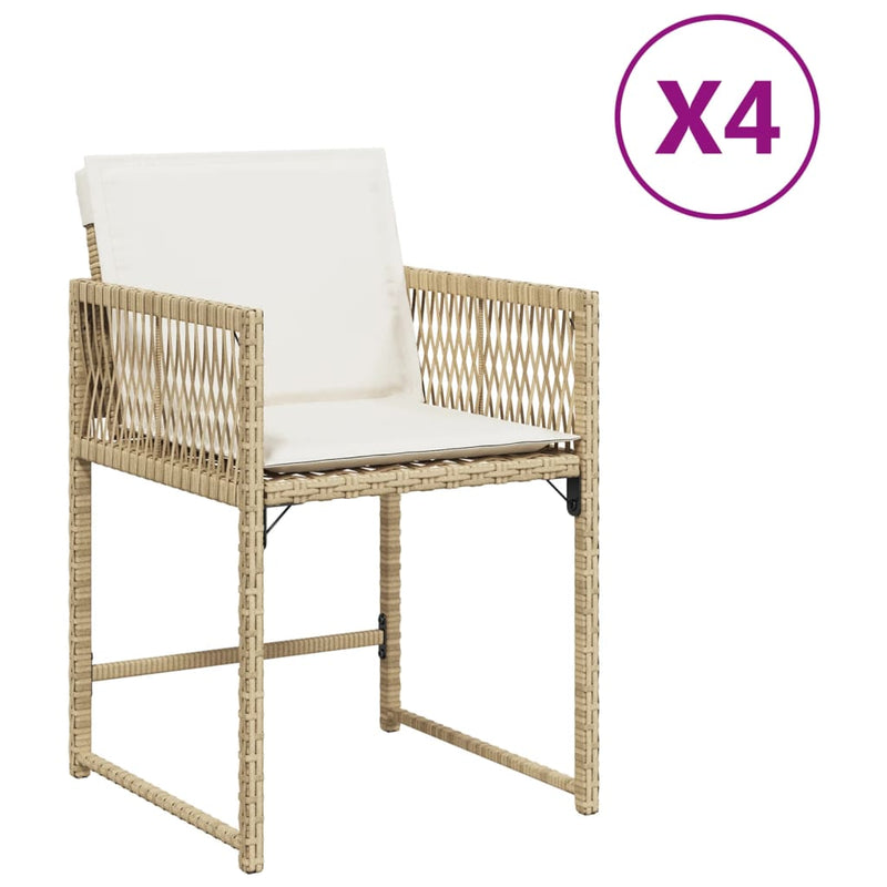 vidaXL 4 db bézs polyrattan kerti szék párnával