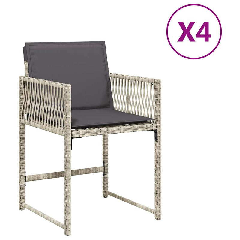 vidaXL 4 db világosszürke polyrattan kerti szék párnával