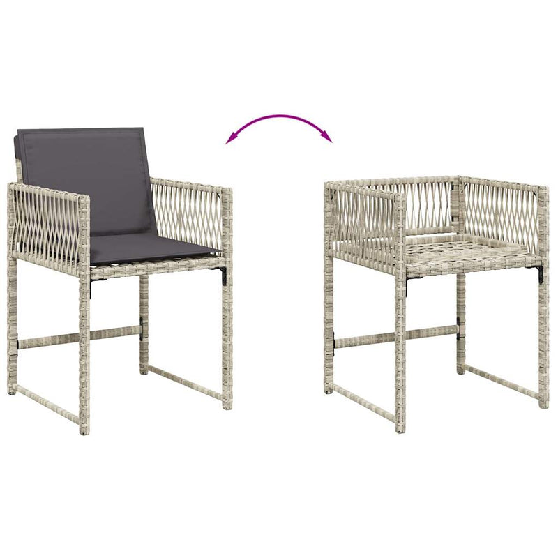 vidaXL 4 db világosszürke polyrattan kerti szék párnával