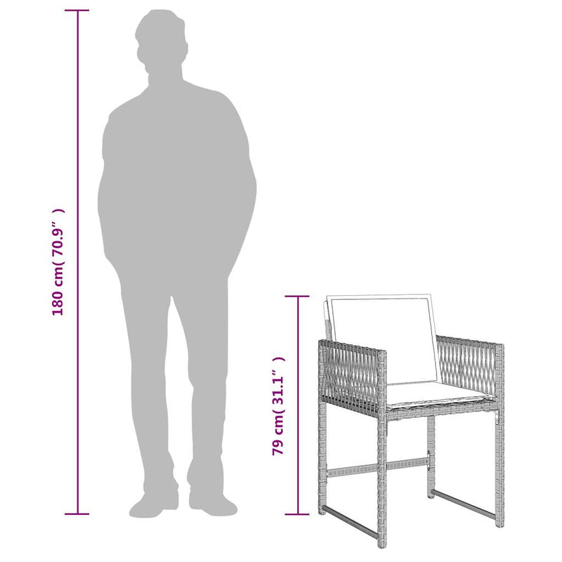 vidaXL 4 db világosszürke polyrattan kerti szék párnával