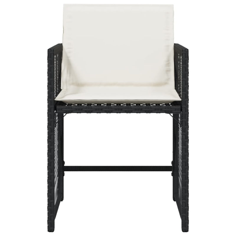 vidaXL 4 db fekete polyrattan kerti szék párnával