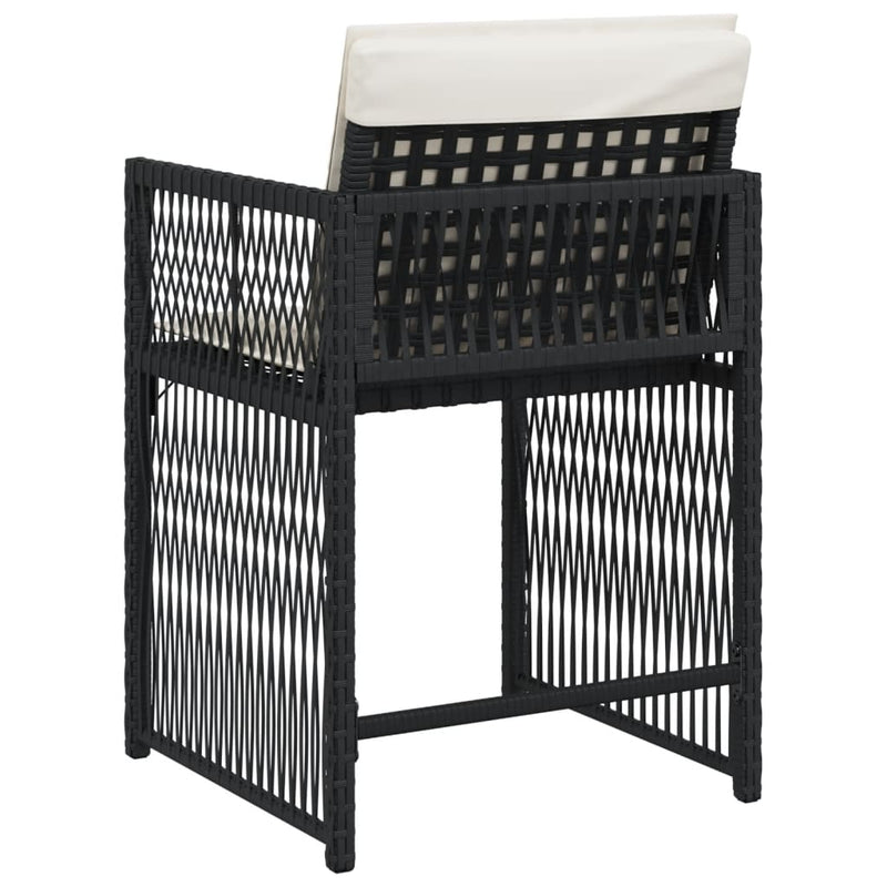 vidaXL 4 db fekete polyrattan kerti szék párnával