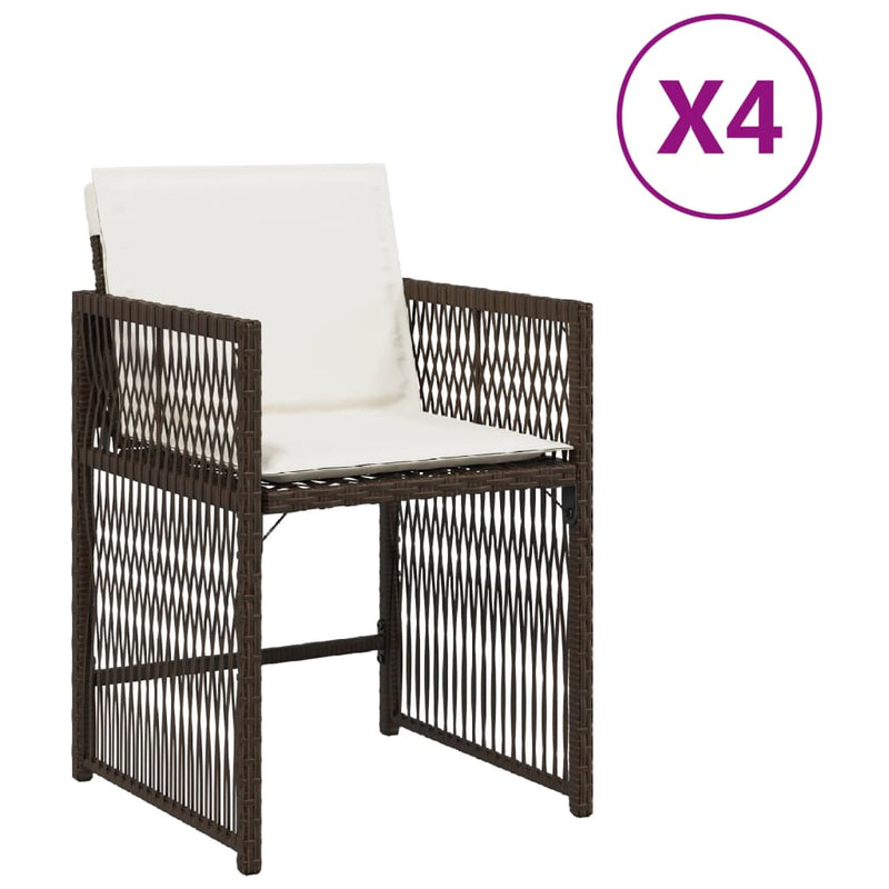 vidaXL 4 db barna polyrattan kerti szék párnával