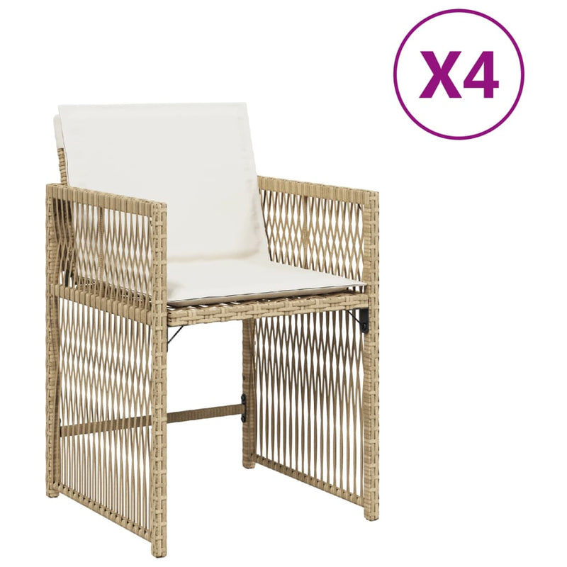 vidaXL 4 db bézs polyrattan kerti szék párnával