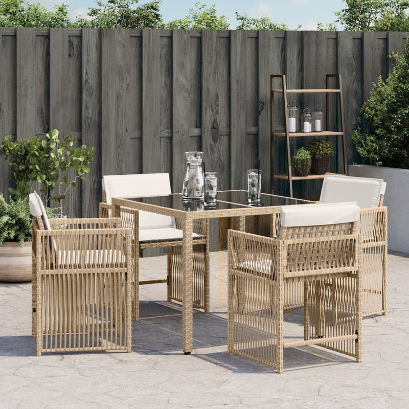 vidaXL 4 db bézs polyrattan kerti szék párnával
