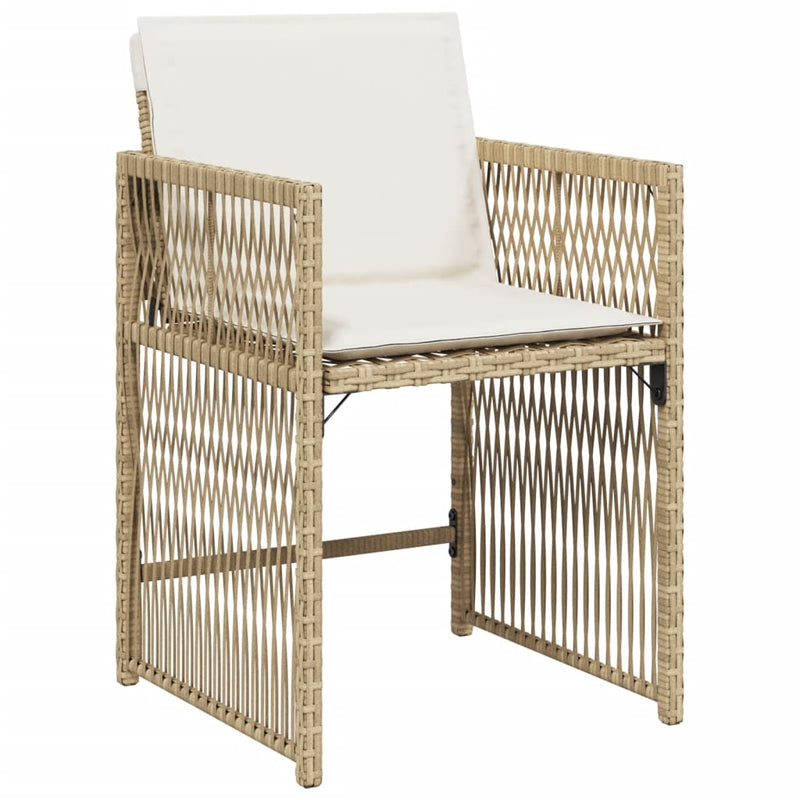vidaXL 4 db bézs polyrattan kerti szék párnával