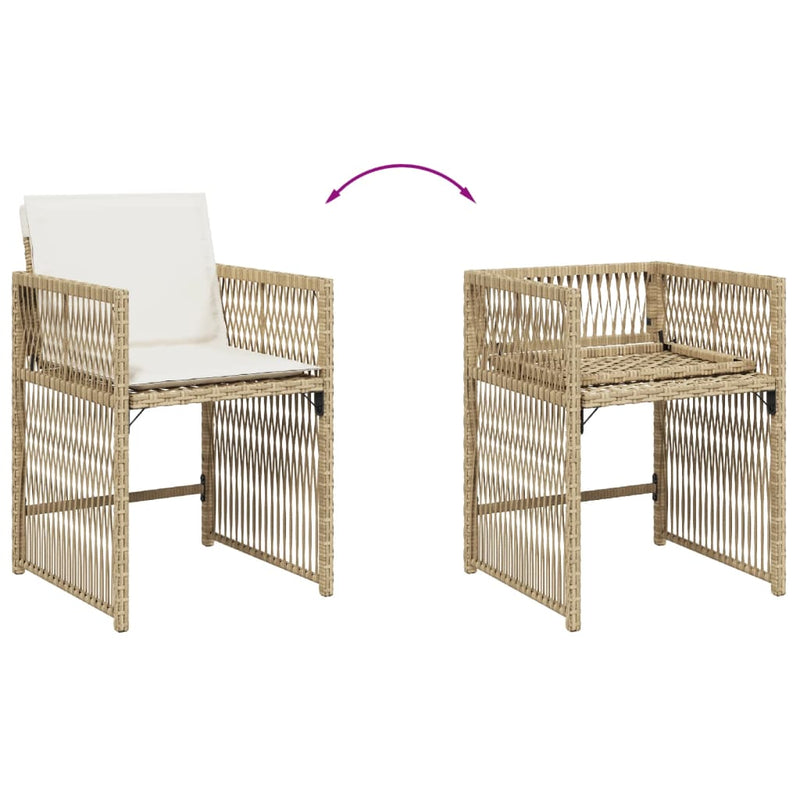 vidaXL 4 db bézs polyrattan kerti szék párnával