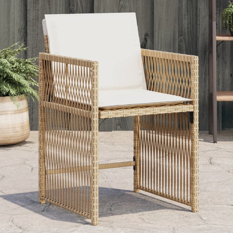 vidaXL 4 db bézs polyrattan kerti szék párnával