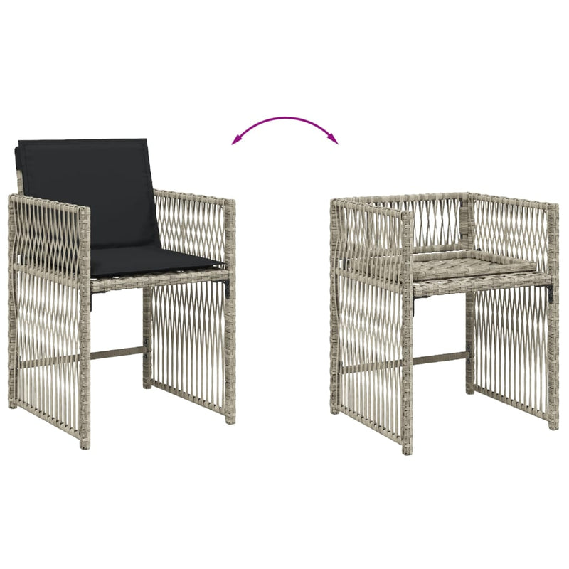 vidaXL 4 db világosszürke polyrattan kerti szék párnával
