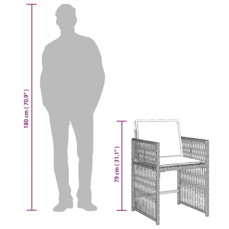 vidaXL 4 db világosszürke polyrattan kerti szék párnával