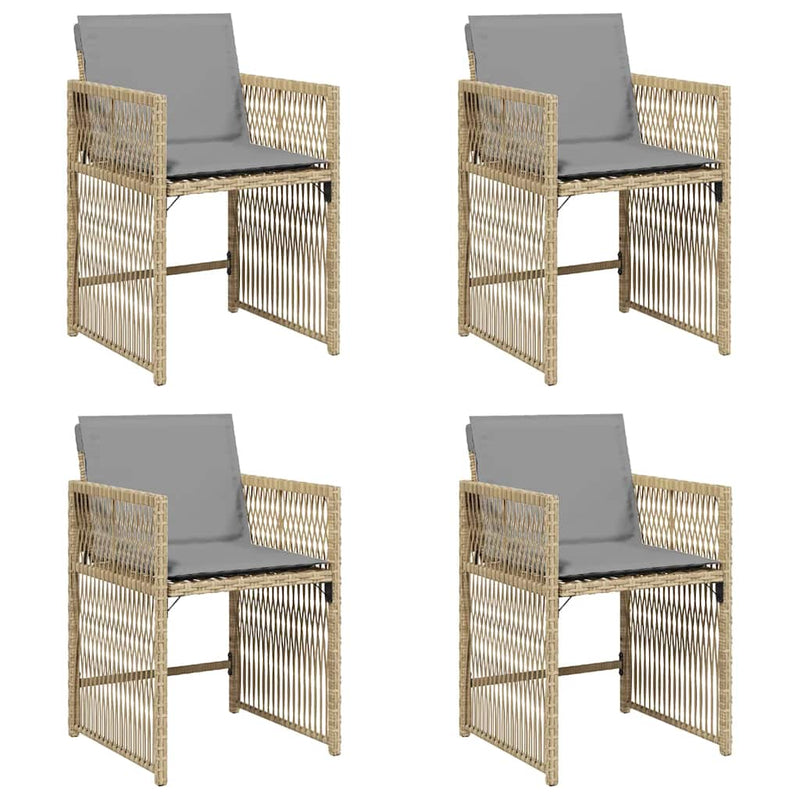 vidaXL 4 db vegyes bézs polyrattan kerti szék párnával