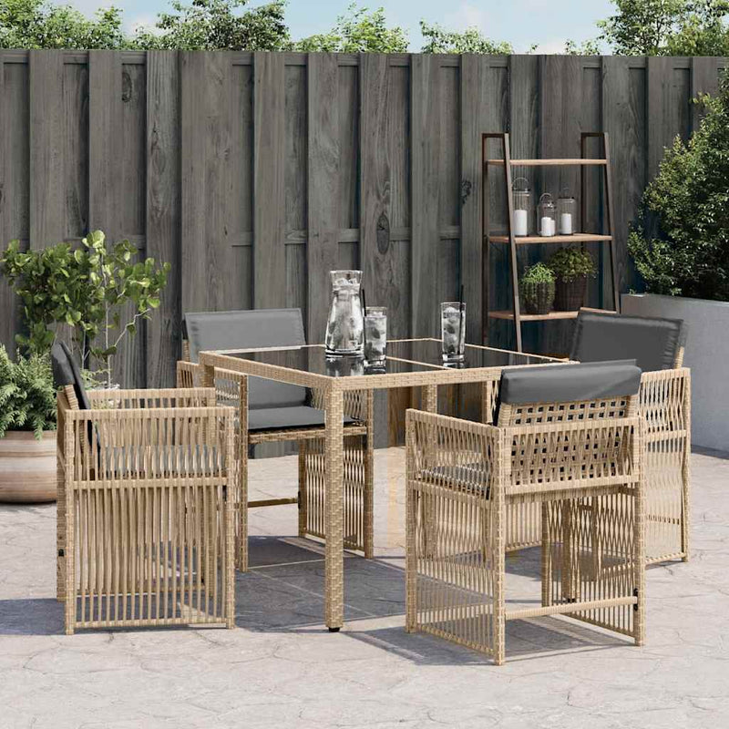 vidaXL 4 db vegyes bézs polyrattan kerti szék párnával