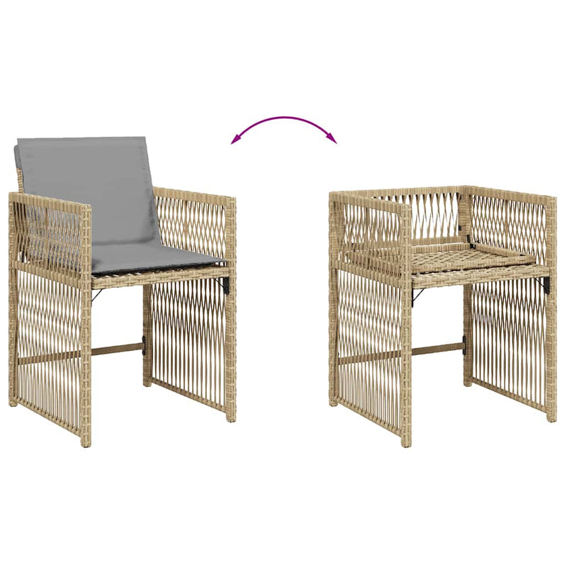 vidaXL 4 db vegyes bézs polyrattan kerti szék párnával
