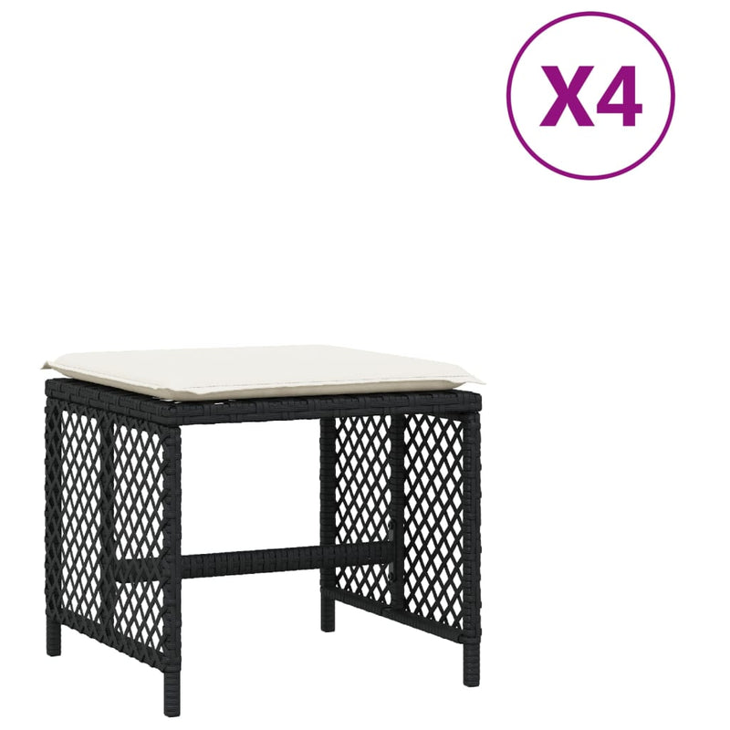 vidaXL 4 db fekete polyrattan kerti szék párnával 41 x 41 x 36 cm