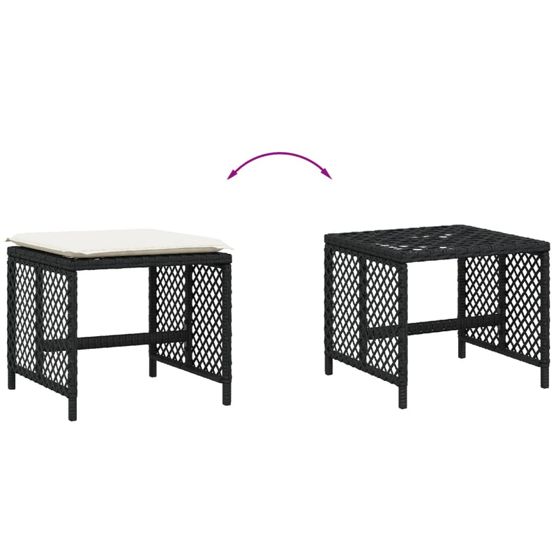 vidaXL 4 db fekete polyrattan kerti szék párnával 41 x 41 x 36 cm