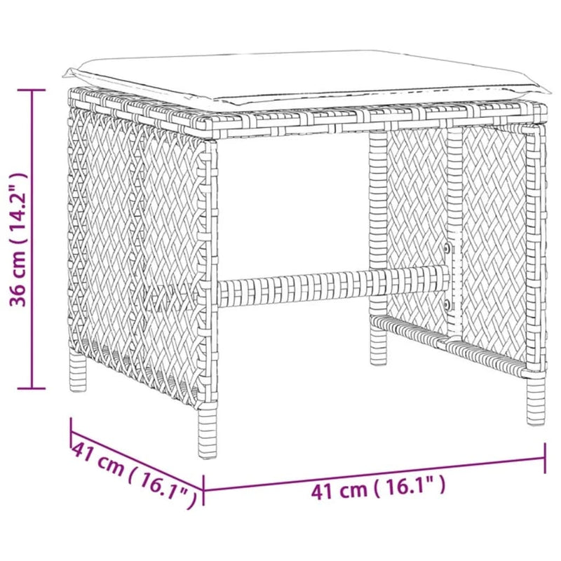 vidaXL 4 db fekete polyrattan kerti szék párnával 41 x 41 x 36 cm