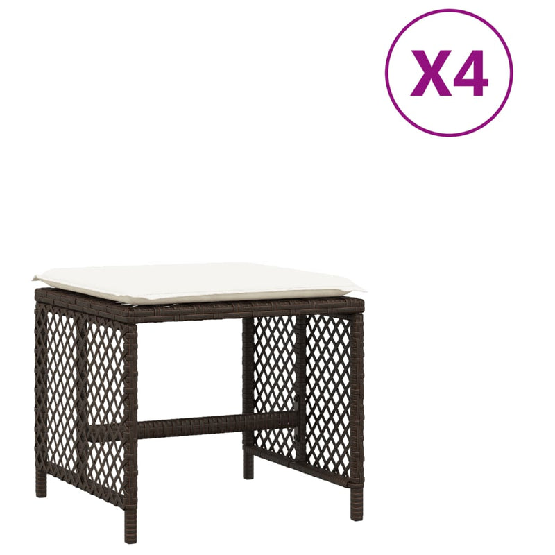 vidaXL 4 db barna polyrattan kerti szék párnával 41 x 41 x 36 cm