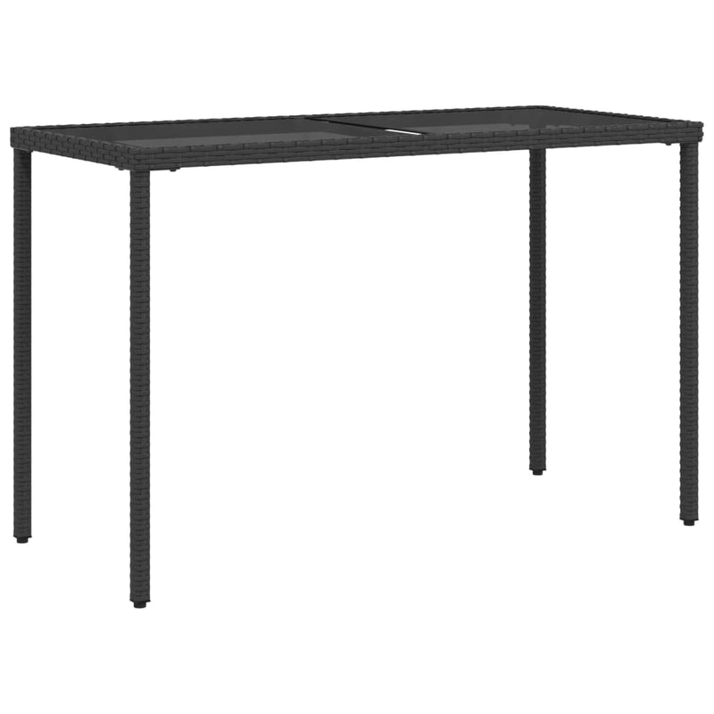 vidaXL fekete polyrattan üveglapos kerti asztal 115x54x74 cm