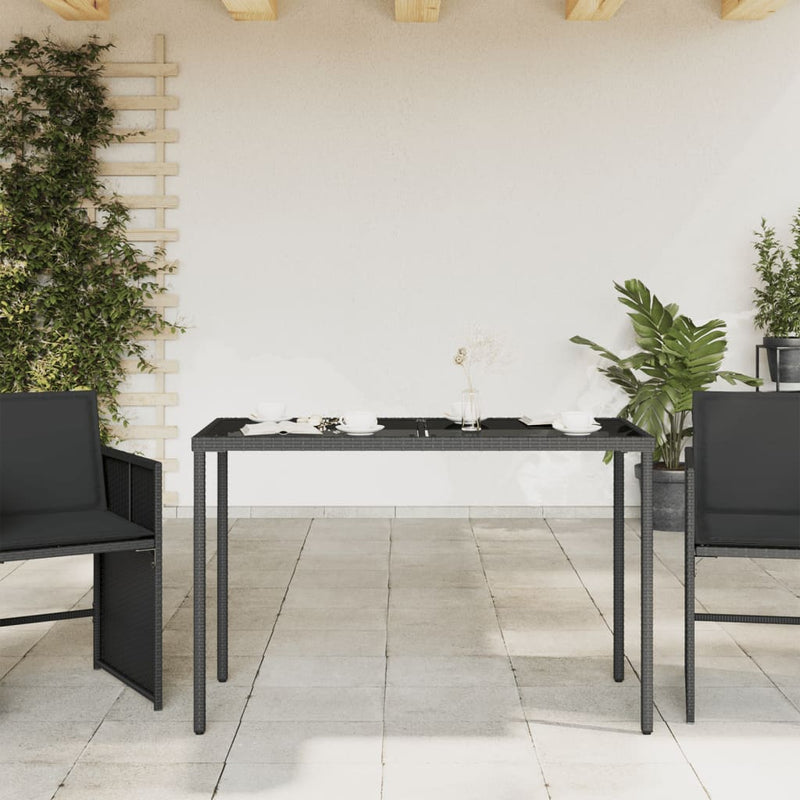 vidaXL fekete polyrattan üveglapos kerti asztal 115x54x74 cm