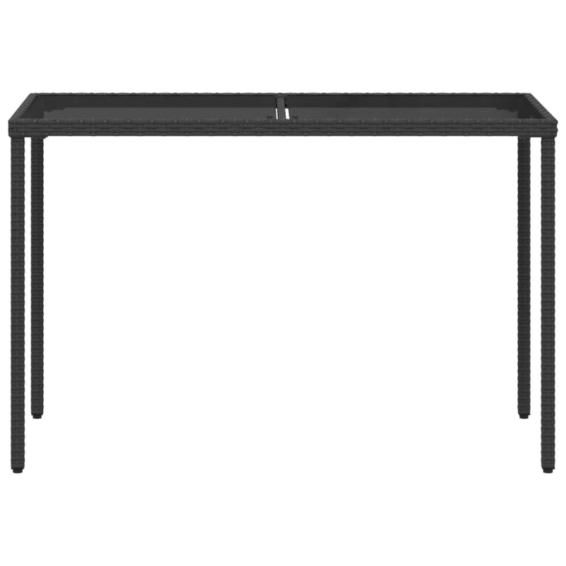 vidaXL fekete polyrattan üveglapos kerti asztal 115x54x74 cm