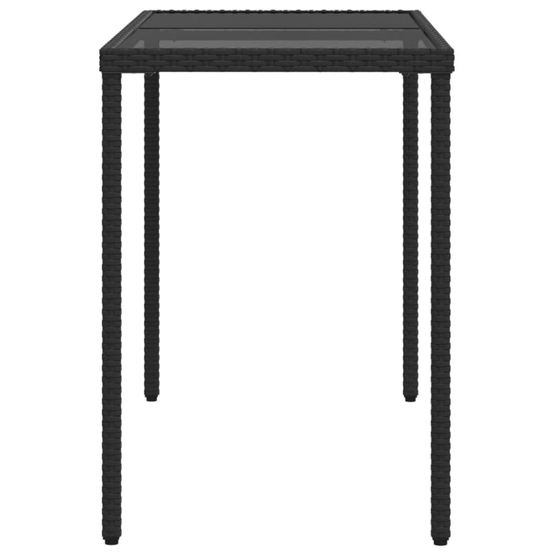 vidaXL fekete polyrattan üveglapos kerti asztal 115x54x74 cm
