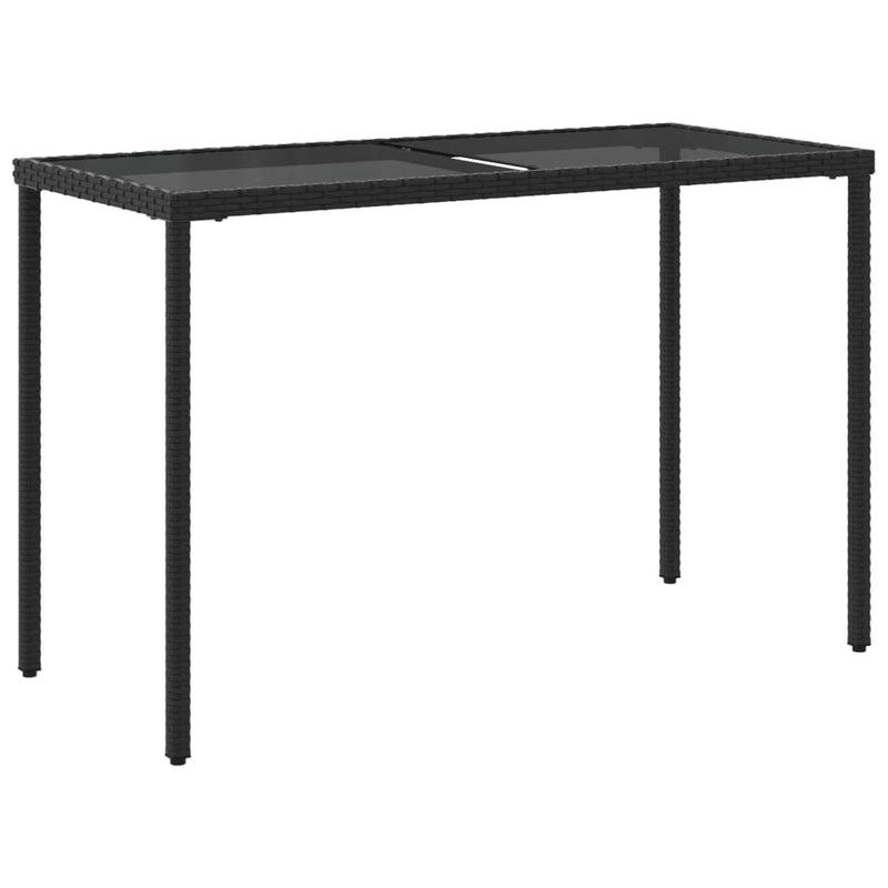 vidaXL fekete polyrattan üveglapos kerti asztal 115x54x74 cm