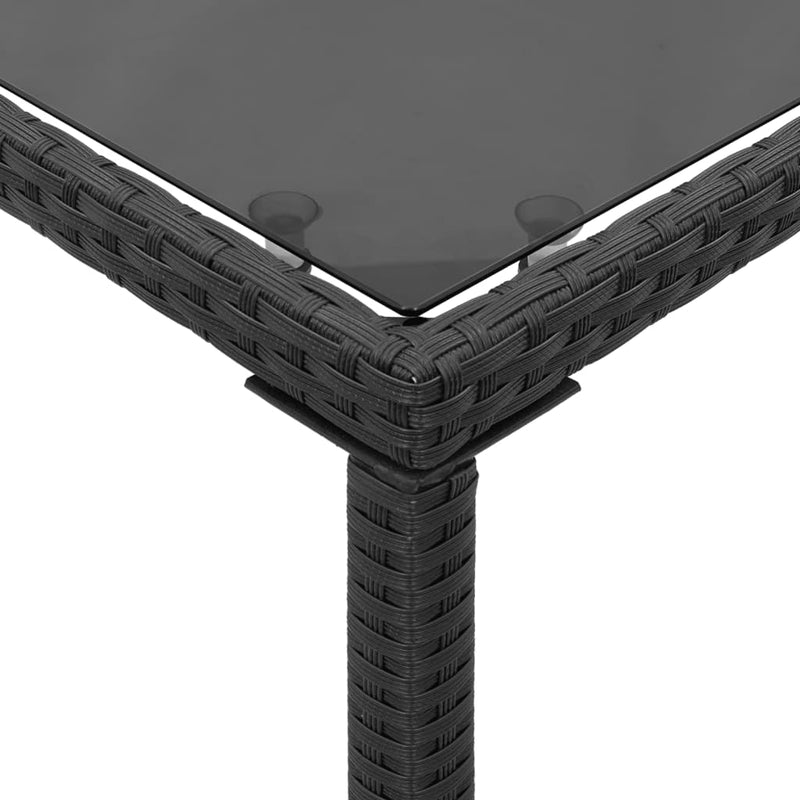 vidaXL fekete polyrattan üveglapos kerti asztal 115x54x74 cm