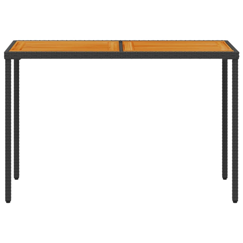 vidaXL fekete polyrattan akácfa lapos kerti asztal 115x54x74 cm