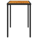 vidaXL fekete polyrattan akácfa lapos kerti asztal 115x54x74 cm