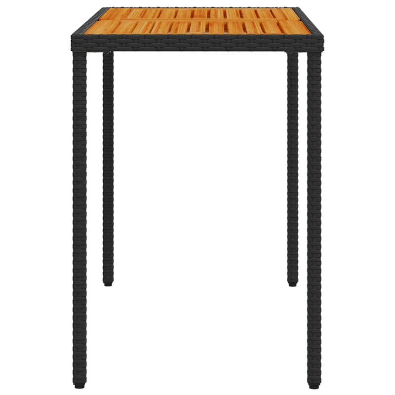 vidaXL fekete polyrattan akácfa lapos kerti asztal 115x54x74 cm