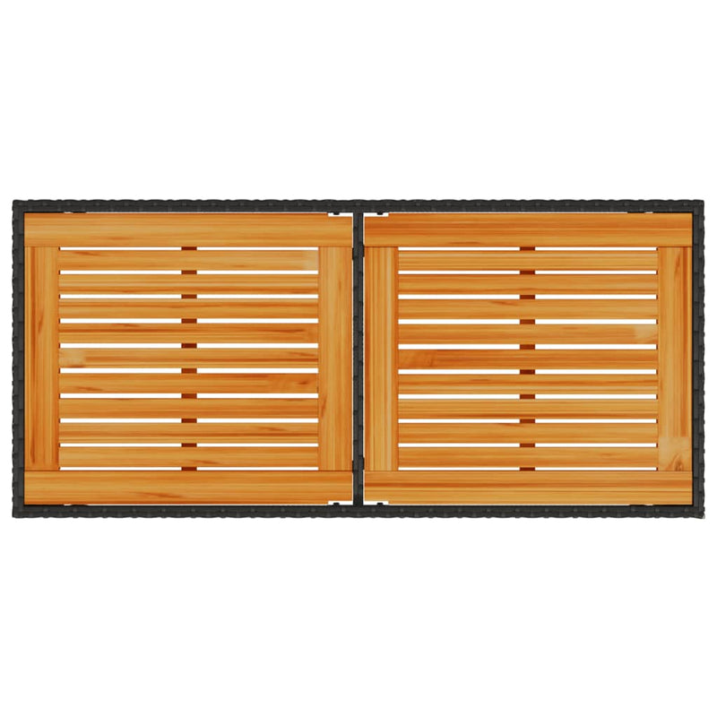 vidaXL fekete polyrattan akácfa lapos kerti asztal 115x54x74 cm