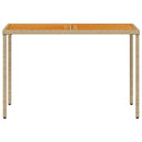 vidaXL bézs polyrattan akácfa lapos kerti asztal 115x54x74 cm