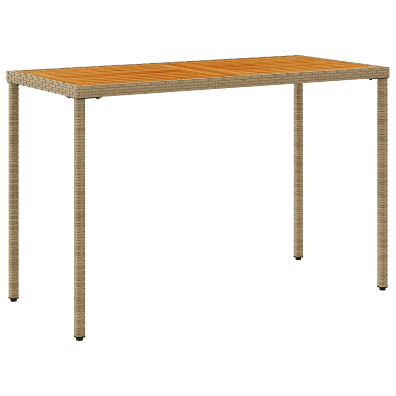 vidaXL bézs polyrattan akácfa lapos kerti asztal 115x54x74 cm