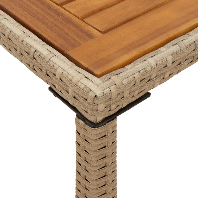 vidaXL bézs polyrattan akácfa lapos kerti asztal 115x54x74 cm